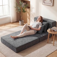 Chenille Fabric Fold Out Futon